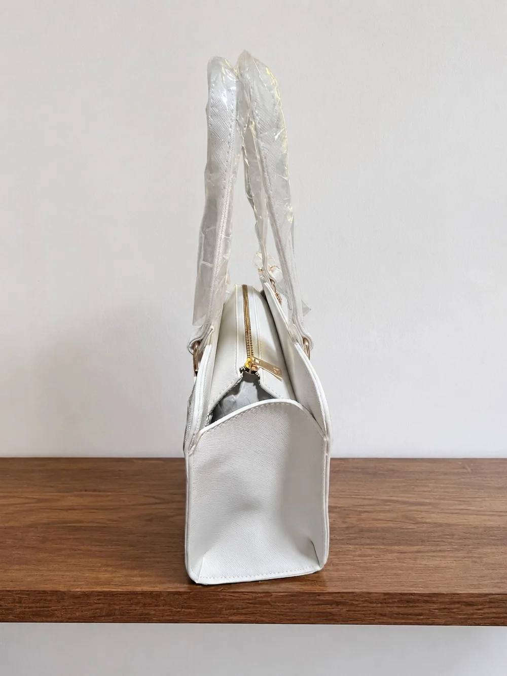 XOXO White Chain-Accent Satchel Bag